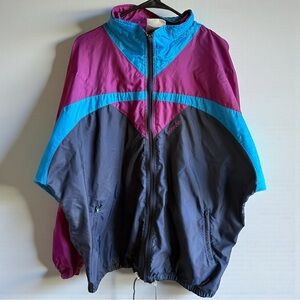 Vintage adidas Jacket Mens XL Purple Blue Lightweight Windbreaker Hooded 80’s
